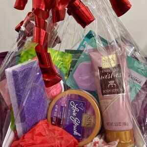 Self-Care Body & Beauty Valentine's Gift Basket - Scrub, Lotion, Lip Care & More